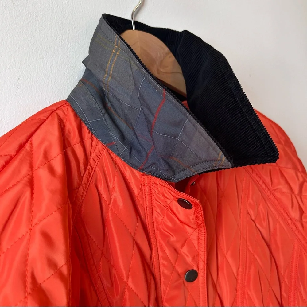 Sharon Young Quilted Classic Preppy Heritage Barn Chore Coat Orange Red Vintage - Picture 6 of 15